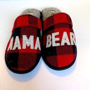 Dearfoams Mama Bear Buffalo Check Plaid Slippers